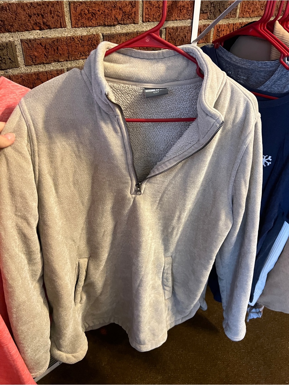 Women's Sherpa-Lined Quarter-Zip Pullover Sweater - Light Beige